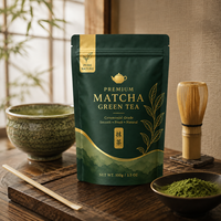 Sachet Doypack Personnalisé Imprimé et Laminé Qualité Alimentaire avec Fermeture Zip en Aluminium, Estampage Or, pour Aliments pour Animaux, Chewing-gum, Thé Vert Matcha – Emballage Personnalisé