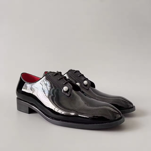 Zapatos de cuero de lujo para hombre 2026, de diseñador, de caña baja, con suela gruesa, estilo retro, con diamantes incrustados, para caminar, informales, de negocios, de vestir. - Product Image 1