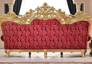 Muebles de sala de estar de lujo, muebles clásicos, sofá y sofá tallado en pan de oro, juego de sofás de lujo 1 + 2 + 4 - Product Image 4
