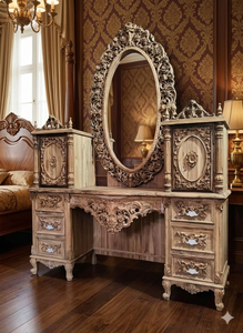 Tocador Multifuncional de Estilo Tradicional con Espejo y Taburete, Popular para Almacenamiento de Maquillaje - Product Image 2