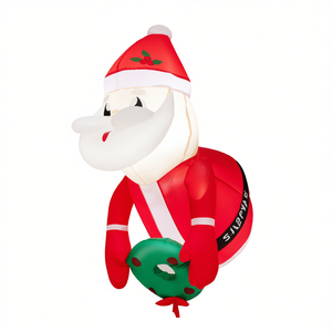 Père Noël gonflable lumineux de 3,3 pieds, décoration de Noël pour l'extérieur, ornement festif avec un design de couronne - Product Image 1