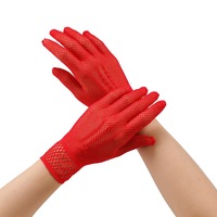 Gants multicolores mi-doigts en résille transparente extensible et respirante pour femme, pour robe de mariée, spectacle, fête et déguisement
