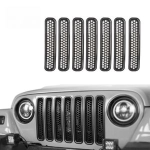 Sdesi 7 pièces inserts en maille de calandre noire Clip-in protège-calandre en nid d'abeille pour 1997-2006 <span class=keywords><strong>Jeep</strong></span> <span class=keywords><strong>Wrangler</strong></span> <span class=keywords><strong>TJ</strong></span> & Unlimited - Product Image 4