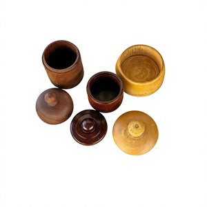 Pot à miel en bois artisanal avec couvercle à clapet et poignée, design classique, compatible chauffage et lave-vaisselle, récipient de rangement pour cuisine - Product Image 4