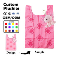 Sac fourre-tout pliable en peluche écologique réutilisable avec logo personnalisé, design animal OEM, fabricant de porte-clés en peluche, cadeau promotionnel