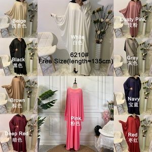 6210 #   Vente flash : robe de prière pour femmes musulmanes, col rond, long hijab, jilbab, abaya islamique, robes maxi de Dubaï - Product Image 6