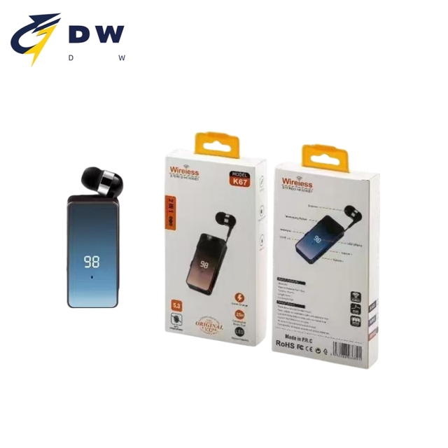 Wholesale Custom LOGO K67 Lavalier Microphone Wireless Headset Digital Display In-ear Single Ear Business Collar Clip Earphones