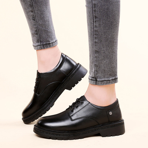 Mocassins <span class=keywords><strong>Derby</strong></span> Oxford pour femmes, en cuir de vachette véritable, à coupe basse, style uniforme, pour affaires, avec semelle épaisse compensée et rehaussante - Product Image 6