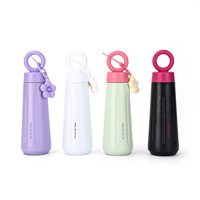 Aikeyi 304 Stainless Steel Vacuum Insulated Portable 450ml Cangkir Ramah Lingkungan dengan Isolasi Termal 6-12 Jam Desain Bunga Lucu untuk