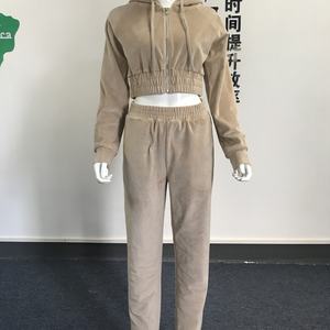 Conjunto Deportivo de Terciopelo para Mujer, 2 Piezas, Sudadera con Cierre y Pantalones Jogger, Ropa Deportiva de Velour - Product Image 4