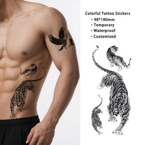 Autocollants de <span class=keywords><strong>Tatouage</strong></span> Temporaires 90X190mm Aigle Éléphant Tigre Loup Corps Bras Transfert d'Eau Autocollants de <span class=keywords><strong>Tatouage</strong></span> Étanches Personnalisés - Product Image 1