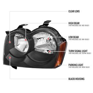Faro Anteriore di Ricambio per <span class=keywords><strong>Grand</strong></span> <span class=keywords><strong>Cherokee</strong></span> 2005-2007, Alloggiamento <span class=keywords><strong>Nero</strong></span>, Lato Passeggero e Conducente - Product Image 2
