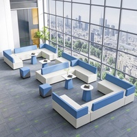Canapé de bureau, zone d'accueil, sièges pour invités, espace de détente, banquette de négociation, style nordique moderne, en bois massif, en forme de L, pour centre commercial, hôpital