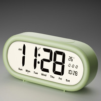 Jam Alarm Asrama Anak Pelajar dengan Termometer Lampu Malam LCD Multifungsi Bertenaga Baterai