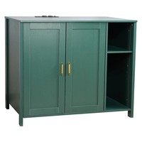 Armoire de toilette pour animaux de compagnie multifonctionnelle vert foncé moderne à double porte avec compartiment de rangement latéral, vente en gros d'usine