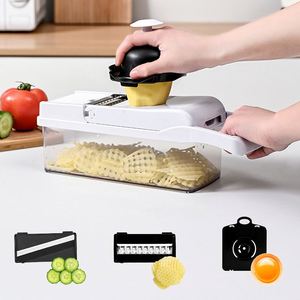 Hot Selling Manual 22-in-1 Multifunctional Stainless Steel <b>Vegetable</b> & Fruit Cutter <b>Chopper</b> with Container - Product Image 3