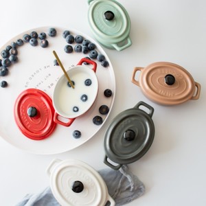 Casserole <span class=keywords><strong>en</strong></span> <span class=keywords><strong>fonte</strong></span> émaillée miniature de forme ovale de 14 cm avec deux poignées - Product Image 3