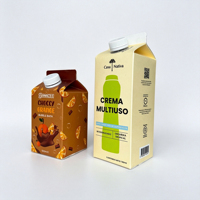 Boîte en carton de qualité supérieure en forme de toit de maison avec revêtement PE, carton de boisson laitière et jus de qualité alimentaire, laminé brillant