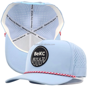 New Fashion Custom Rubber PVC Patch Logo 5 Panel Waterproof Polyester Sport Golf Baseball Cap Adjustable Leopard Laser Cut - Product Image 2