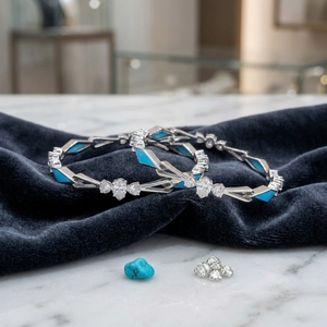 กำไลเงินแท้ 925 สำหรับผู้หญิงและเด็กผู้หญิง งานฝีมือประณีต ประดับด้วยเมนาคารีสีน้ำเงิน เหมาะสำหรับสวมใส่ในงานเทศกาลและโอกาสพิเศษ - Product Image 3