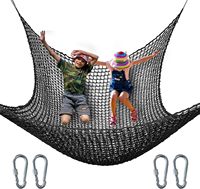 Filets Tribu Enfants Escalade Cargo Net Noir Polyester Sécurité Pont Arbre Maison Obstacle Formation Singe Bar Aire De Jeux Net Coupe