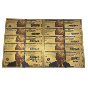 Livraison gratuite personnalisé 2024 amérique 45e président Donaldtrump Souvenir en plastique billet de banque plaqué feuille d'or 24K