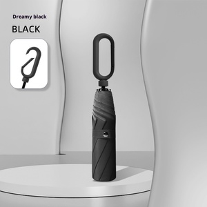 Paraguas de doble propósito con 8 varillas, anillo de apertura manual, reflectante de seguridad, de goma negra, con protección solar, para fabricantes, con logotipo personalizado. - Product Image 6