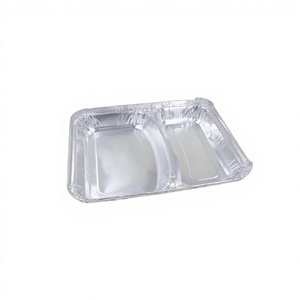 Eco-Friendly <strong>2</strong> <strong>Compartment</strong> Disposable Lunch Box with <strong>Foil</strong> Lid <strong>Aluminum</strong> <strong>Foil</strong> Storage Container Rectangle PP <strong>Tray</strong> - Product Image 1