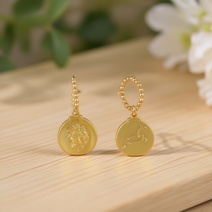 Orecchini Pendenti con Costellazione Zodiacale Leone in Oro, Acciaio Placcato 12k, Gioielli alla Moda - Product Image 3