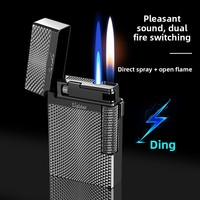 Briquet à cigare gonflable DEBANG en métal, double torche, double flamme commutable, gravure de logo personnalisée, briquet portable, cadeau