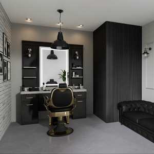 Espejo de Barbería Comercial de Lujo, Moderno, Ajustable, de Madera Real, Elegante y Duradero, con Base de Metal, Muebles de Salón para Barbería - Product Image 3