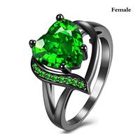 Ensemble de bagues pour lui et pour elle, bague avec pierre précieuse en forme de cœur et bague à motif celtique pour les couples