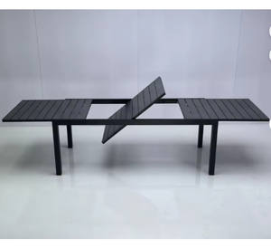<span class=keywords><strong>Mesa</strong></span> de comedor exterior con revestimiento de polvo de aluminio expandible moderna <span class=keywords><strong>gris</strong></span> oscuro/claro muebles de Metal duraderos para Patio hoteles - Product Image 3