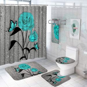 Sublimation Custom <b>Shower</b> Curtain <b>Sets</b> 4 Pieces <b>Bathroom</b> - Product Image 2