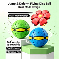 Jouet pour chien Transform Flying Saucer Ball, jouet interactif pour animaux de compagnie avec LED, qui se déforme en pressant, pour jouer en extérieur