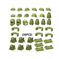 Ensemble d'équipement MOC : Casque, Armure, Sac de sable, Accessoires de soldat, Mini sac d'équipement jouet, Briques, Casques