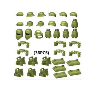 Ensemble d'équipement MOC <span class=keywords><strong>casque</strong></span> armure sac <span class=keywords><strong>de</strong></span> sable seconde guerre mondiale soldat accessoires armée militaire arme sac ww2 briques casques - Product Image 3