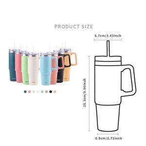 High Capacity 40 oz Double-Walled Stainless Steel Classic Travel Mug Handle Handgrip Lid Straw Cap Customizable Logo for Camping - Product Image 3