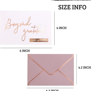 Tarjetas de agradecimiento "Beyond Grateful" de oro rosa, sobres de impresión tipográfica incluidos para bodas, despedidas de soltera, notas para baby shower - Product Image 2