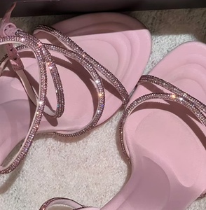 Pink Crystal Strap Stiletto Heel Mules Open Toe Slip On High Heel <b>Sandals</b> Fashion Women <b>Evening</b> Party Shoes - Product Image 5