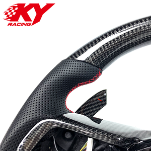 Volante de cuero con fibra de carbono apto para Jaguar F-TYPE R P300 P380 P450 SC S ZP XFR XK XKR-S Coupe XE XJ E-Pace F-Pace - Product Image 2