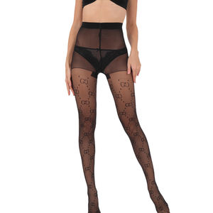 أزياء المرأة مخصص جوارب طويلة من الحرير وسائط الإعلام طباعة شعار رسالة جوارب سوداء خرطوم جوارب ضيقة جوارب طويلة - Product Image 6