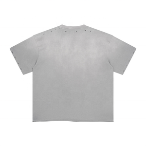 Camisetas de manga corta con lavado ácido y corte teñido en aerosol de marca de moda de primavera y verano para hombres - Product Image 4