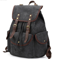 Sac à dos pour ordinateur portable en toile rétro personnalisé, fabriqué en usine, avec doublure en coton, adapté aux étudiants et aux sacs à dos de grande taille