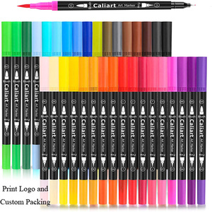 Lot de 34 marqueurs pinceaux aquarelle à double embout, personnalisables avec logo – Fournisseur direct usine - Product Image 3