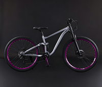 Vélo de montagne à suspension intégrale 24/26/27,5 pouces, acier haute teneur en carbone, Soft-Tail, 8 vitesses, frein à disque mécanique, roues en alliage d'aluminium