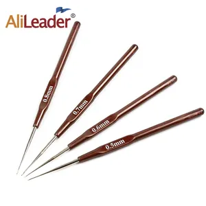 Алилеадер, вязальная игла с одной головкой, кофейная алюминиевая пластиковая ручка, дреды, крючки для вязания крючком, инструменты для наращивания волос
