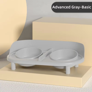 Nouvelles gamelles doubles anti-renversement modernes pour animaux de compagnie, surélevées, anti-fuite, écologiques, pour petits animaux (chats et chiens), avec abreuvoir inclus - Product Image 1