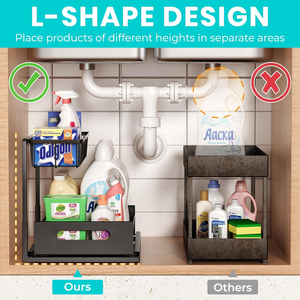 Organizzatori <span class=keywords><strong>e</strong></span> contenitori estraibili a L per sottolavello <span class=keywords><strong>e</strong></span> dispensa, scaffale portaoggetti da cucina - Product Image 2