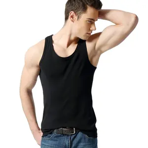 CV08 Grosir 100% Katun Warna Murni Polos Keringat Gym Crop Pakaian Kustom Musim Panas Tank Top Rompi untuk Pria